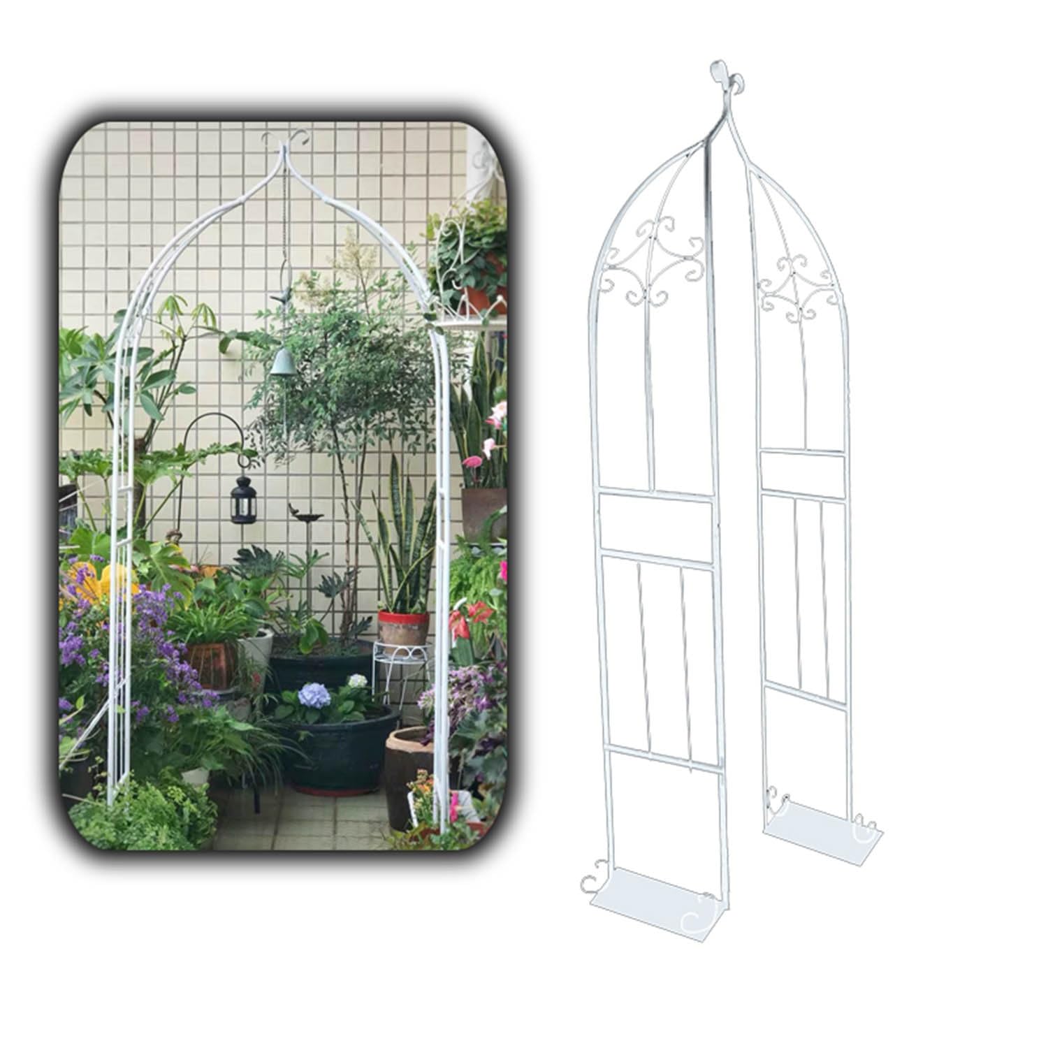 Tonnelle de jardin blanche 2m en métal pour plantes grimpantes