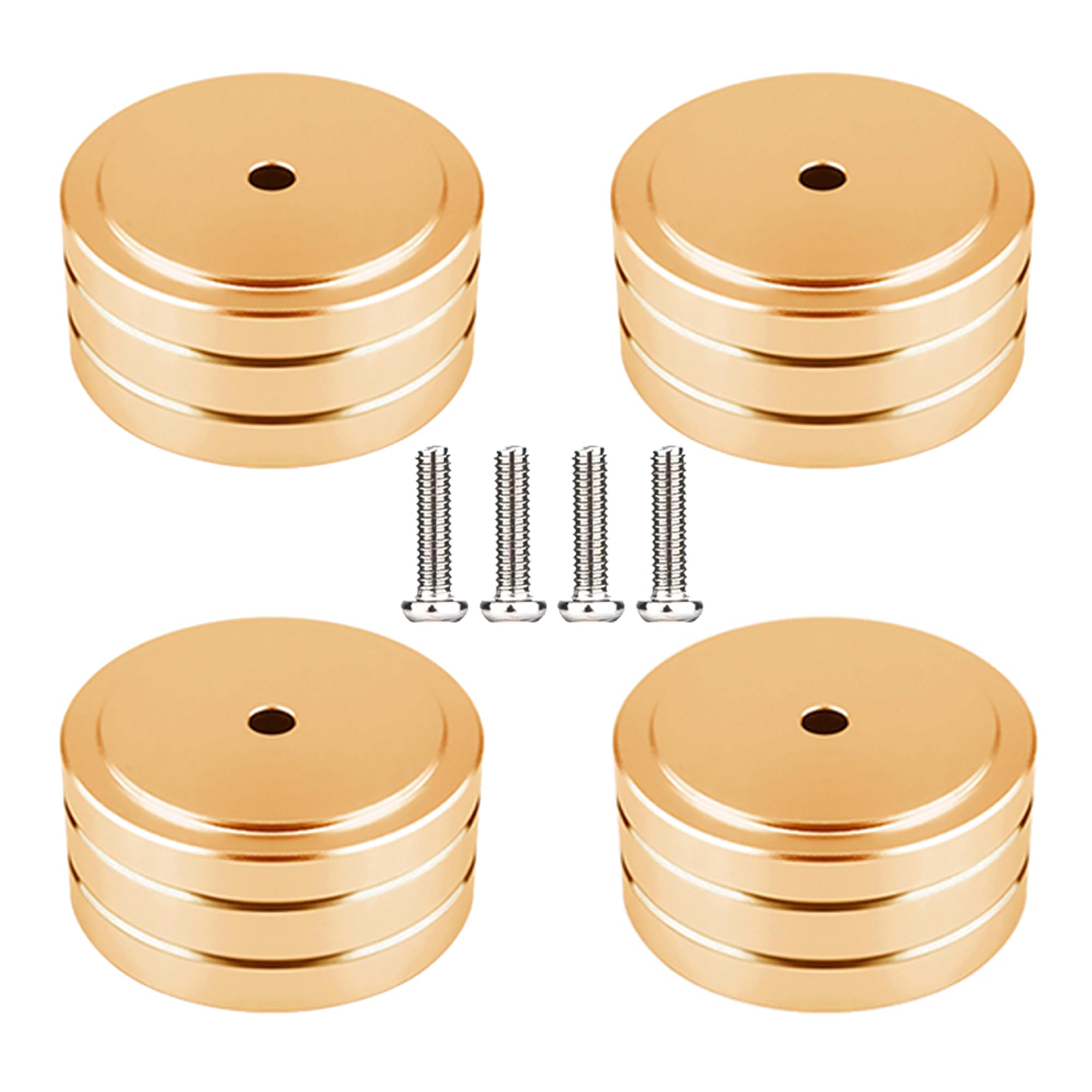 HiFi Speaker Isolation Stand Feet Pads Speaker Isolators Acoustic Shock Reducer Absorbing Vibration Dampener (Aluminum 1.6in*0.8in Gold)