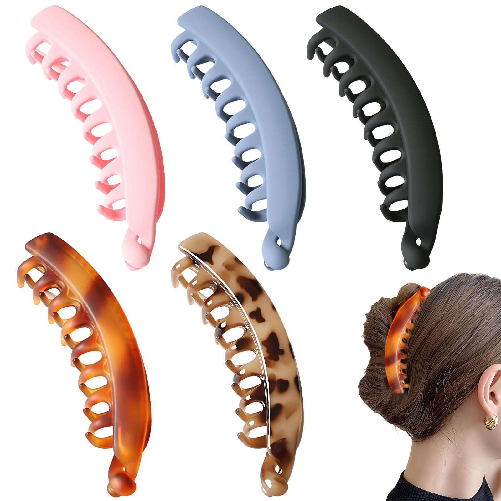 GWAWG 6 Pcs Banana Hair Clips, Banana Clips for Hair Ponytail Holder, Claw Clips, French Hair Accessories for Girls Women