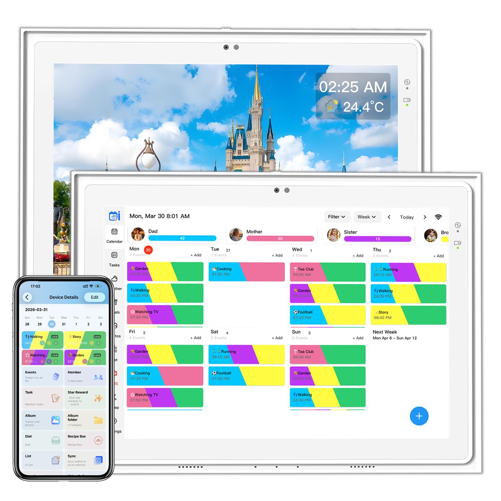USIN Digital Wall Calendar, 12.3 inch 1920x1280 IPS, Touch Screen Electric Home Organizor, Family Chore Charts and Meal Planner, Interactive Display schedule, Desk and Wall Mounted, Smart Electronic Calendars with Free App