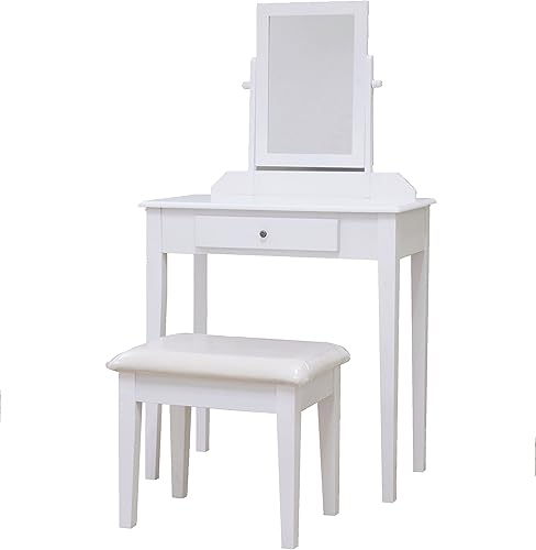 Miniatura 14 de Frenchi Home Furnishing Juego de 2 piezas taburete y vanidosa, café expreso Blanco,Caoba,https://www.amazon.com/dp/undefined
