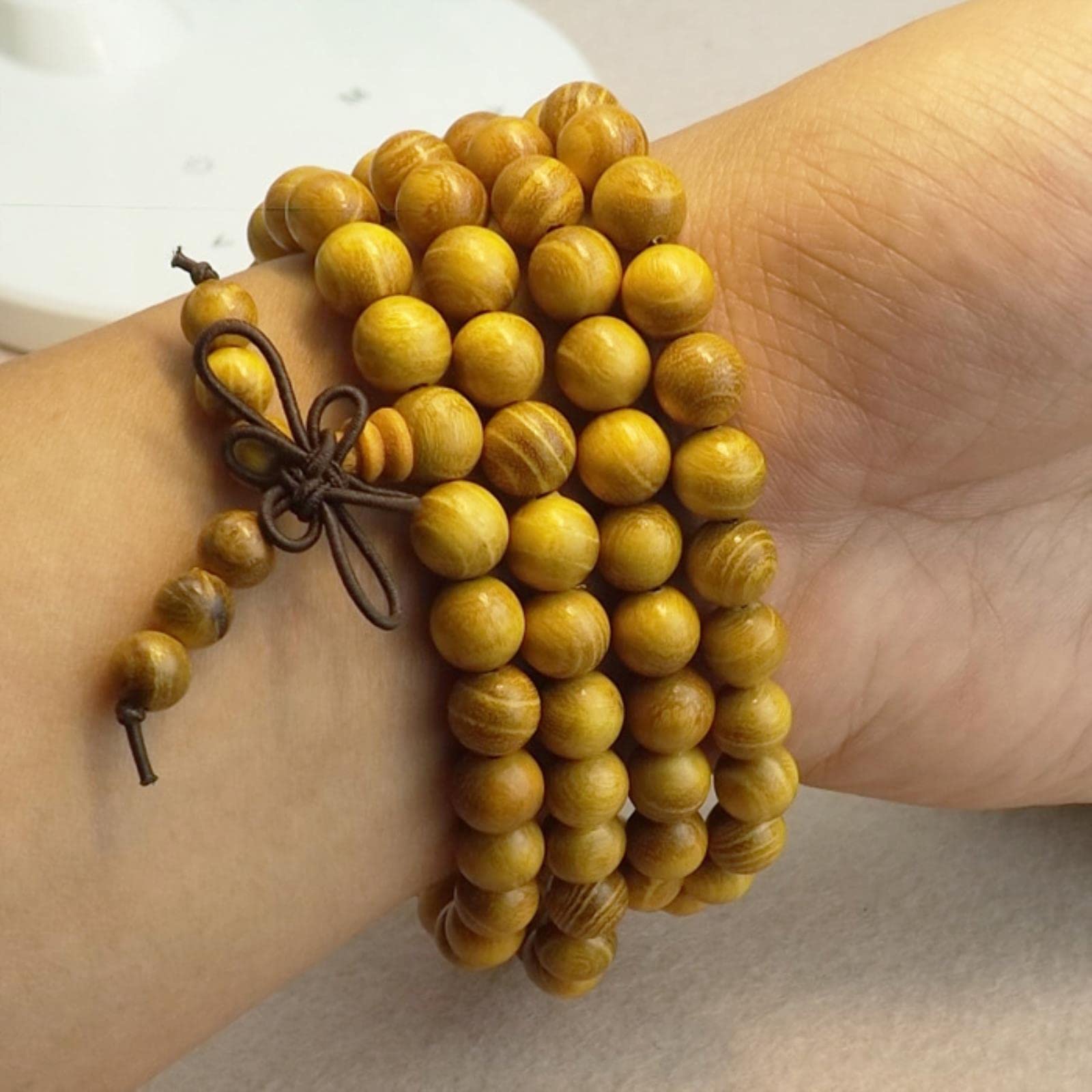 Stück Buddhismus Vintage Natur verblasst nicht Gold Ebenholz Perlen elastisches Armband Modeschmuck für Männer-Perlen 8 mm