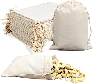 Baumwollsäckchen 10x15 cm, 15 Stück Stoffbeutel mit Kordelzug Stoffsäckchen Klein Baumwollbeutel Leinensäckchen Geschenkbeutel für DIY Hochzeit Party Weihnachten Halloween Ostern