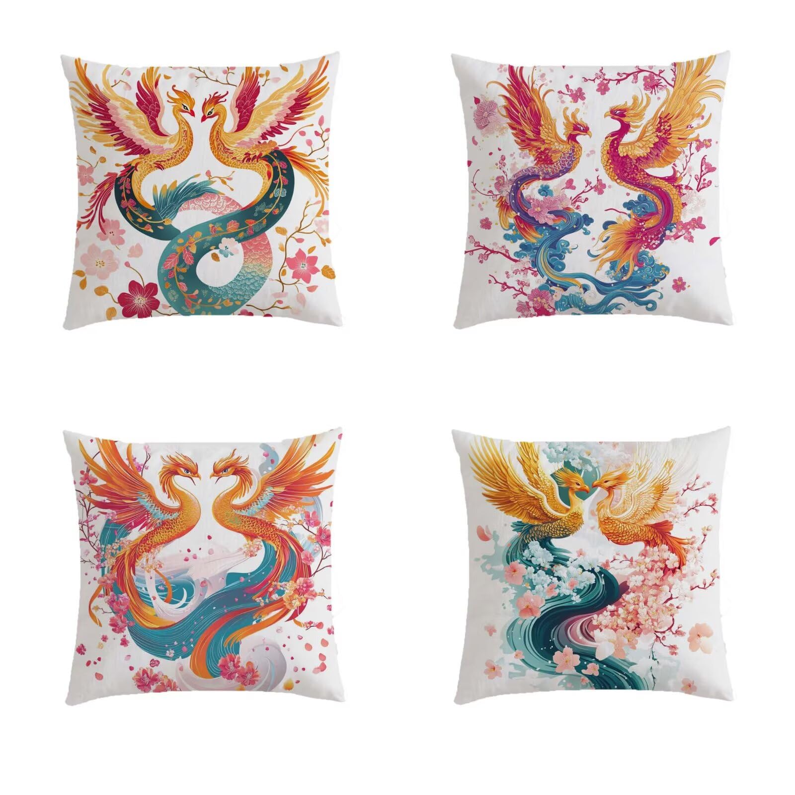 Housse de coussin 50x50cm lot de 4 en lin pour salon de jardin