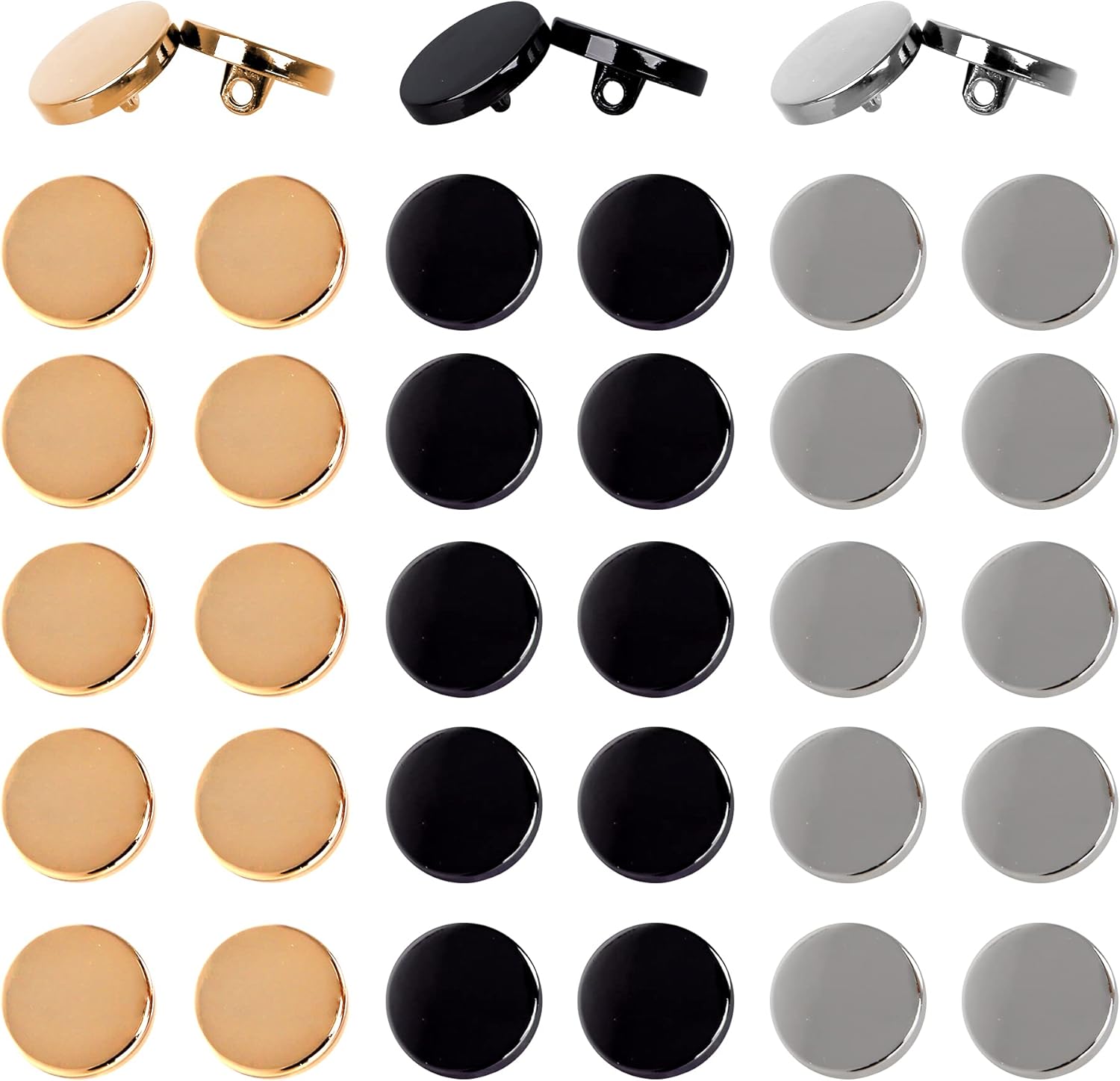 30 PCS Metal Flat Button, Sewing Flat Metal Button Round Shaped for Male Jacket Women Coat Shirt Trousers : Arts, Crafts & Sewing