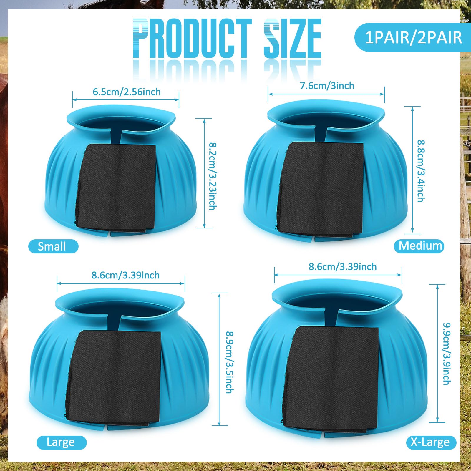 Abbylike Stivali a campana per cavalli proteggono da zoccoli da impatto, traumi, stivali in gomma per la cura del cavallo per affluenza senza sfregamento Design Comfort Quick Wrap Hook and Loop