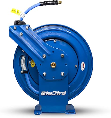 Miniatura 11 de BLUBIRD BBR1250 20ga. Carrete de manguera retráctil con manguera de aire de 1/2 "x 50', engranaje de trinquete de 12 puntos, goma de última