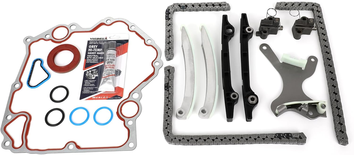Engine Timing Chain Kit Time Chain Part Set W/Tensioner Guide Rails Gasket Fit for Dodge for Dakota 4.7L 2000-2001 for Dodge for Durango 4.7L 2000-2001, Replace 9-0393SX