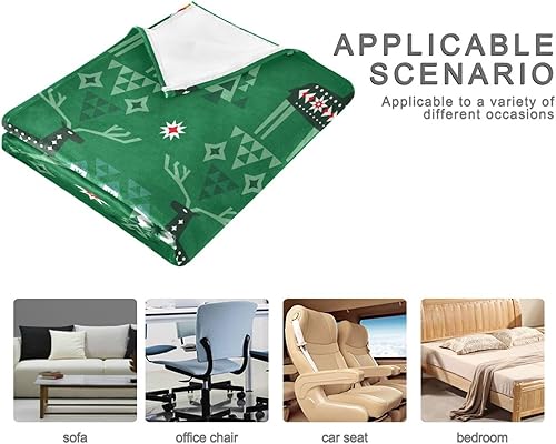 Miniatura 4 de KLL Merry Christmas Deer in Forest Throw Blanket Flannel Warm All Season Use Throw Blanket 50"x60" for Car Car