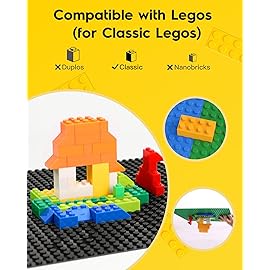 Pokiiulk Classic Baseplates Building Plates, 2 Pack 10 x 10 Building Bases Compatible with All Major Brands, Classic Basplates for Bricks (Black)
