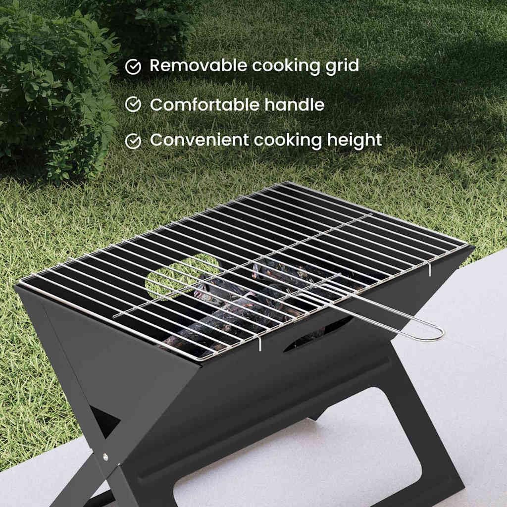 vidaXL Grill na świeżym powietrzu 46 x 31 x 31 cm Stal Czarny