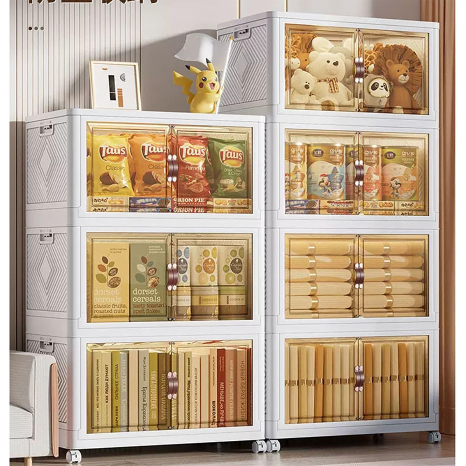 MECOLOR17.13Gal Installation freier Aufbewahrungsschrank, beweglicher Kunststoffschrank, Badezimmer Aufbewahrungsbox, Snack Spielzeug Klappschrank,geeignet für Familien und Schulen(2pack)