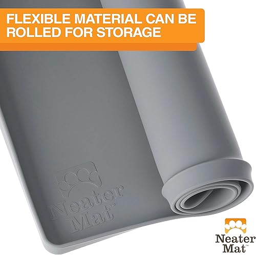 Miniatura 8 de Neater Pet Brands Neater Mat Tapete de comida para gatos y perros, mantel individual de silicona impermeable y sin BPA con borde elevado para debajo