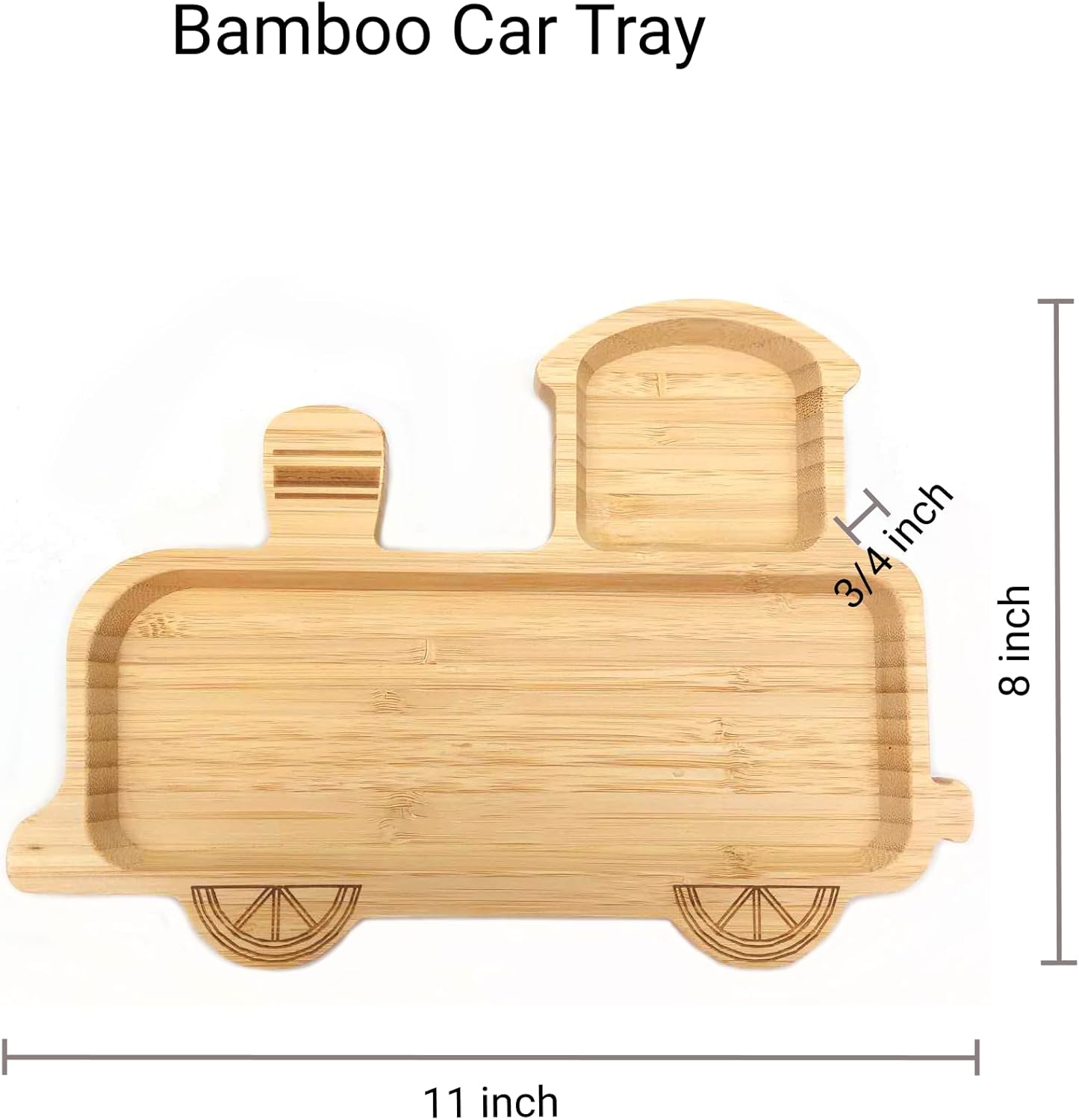 JB HOME COLLECTION 4913, Bamboo Train Shaped Food Plate for Snacks Appetizer Fruit Vegetable | Children Meal Plate | Picnic Kitchen Party | Eco-Friendly Plates, 11"x7.75", 10 Pack