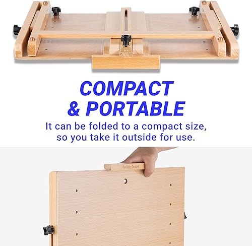 Miniatura 6 de Falling in Art Caballete de mesa de madera de haya, caballete de tablero de dibujo de madera, caballete de escritorio ajustable para artistas y