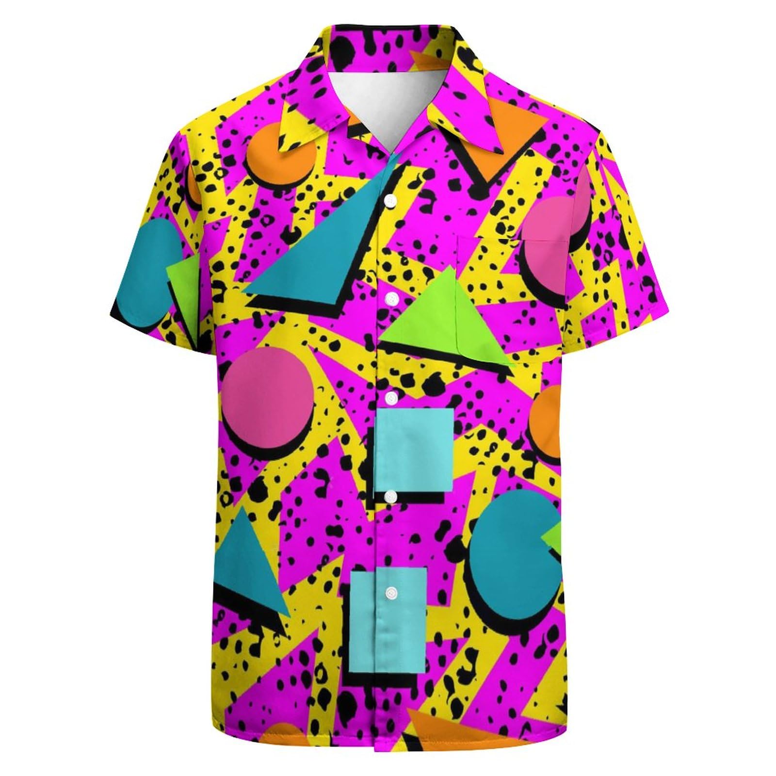 BONLOR 80s Shirts for Men Retro 90’s Shirts Hawaiian Shirt Novelty Button Down Shirts Disco Shirt Funny Party Outfits