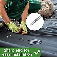 Vista 5 de Paquete de 100 grapas de paisaje de 4 pulgadas, calibre 12, estacas de jardín galvanizadas, grapas de jardín antioxidantes, estacas de suelo