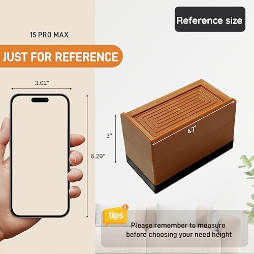 Miniatura 16 de Bed Risers, Furniture Raise Blocks, 2,3 or 4 inch Stilts Heavy Duty for Bed Couch Desk Sofa Table Lifts, Furniture Legs Lifters Support up to 1300