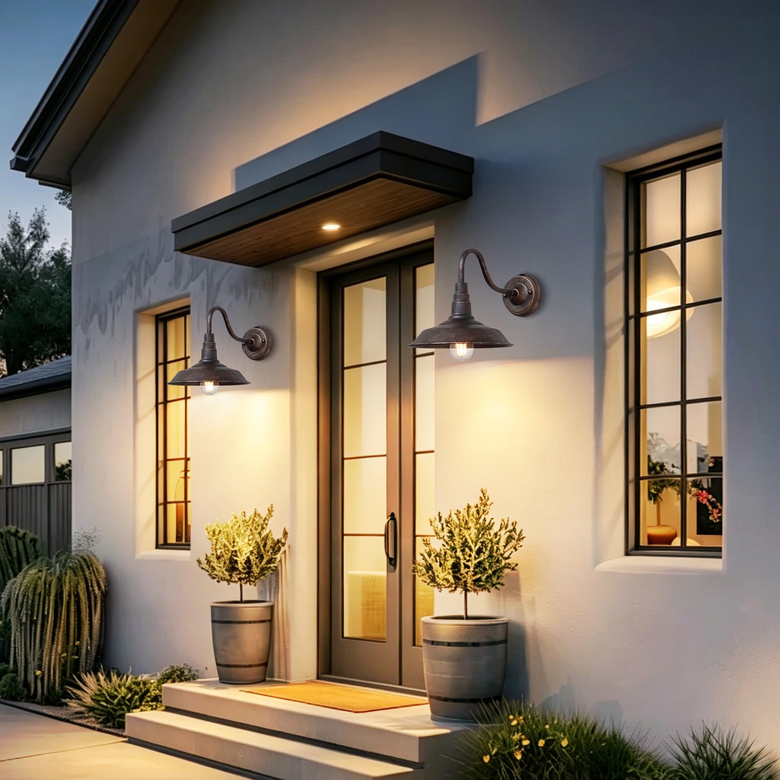 Aplique Pared Exterior Vintage Lampara Pared Lampara Impermeable De Hierro E27 Lámpara Jardin Retro Luces Exterior Rústica Para Garaje, Balcón, Iluminación de Terraza Marrón (sin bombilla)