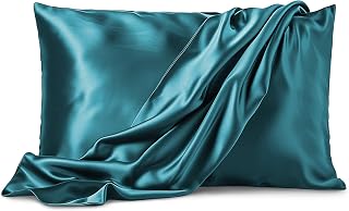Pure Bedding Satin Pillowcase 2 Pack - Queen Size (20"x30", Teal) - Silky Pillow Cases for Hair and Skin - Satin Pillow Covers with Envelope Closure - Extra Soft Premium Microfiber