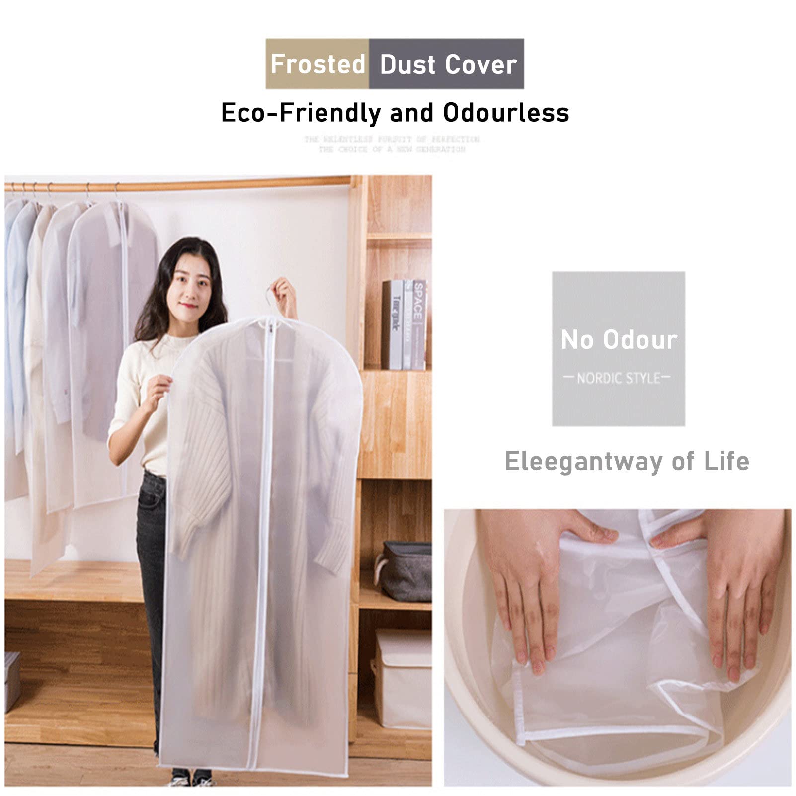 Housse Anti-poussière Pour vêtements Tissu de Rangement imperméable Pour vêtements Manteau Protecteur Sac de Rangement Penderie Organisateur Garde-Robe,60X100cm