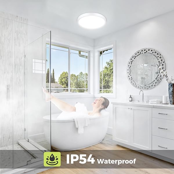 hepside Bathroom Light,3000K/4000K/6500K 3 Color Temperature, Waterproof IP54,Round,Flat,Small,LED Flush Ceiling Light for Bathroom, Kitchen,Bedroom,Hallway,Porch and More - 3