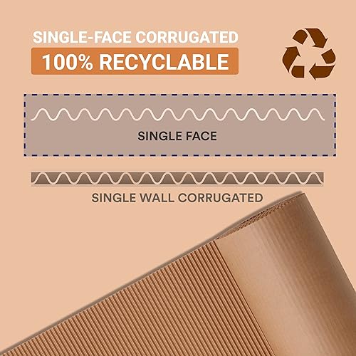 Miniatura 5 de Aviditi Rollo de cartón corrugado, 9 pulgadas x 250 pies, una sola cara, flauta A, kraft, envoltura flexible para proteger vidrio, metal y otros
