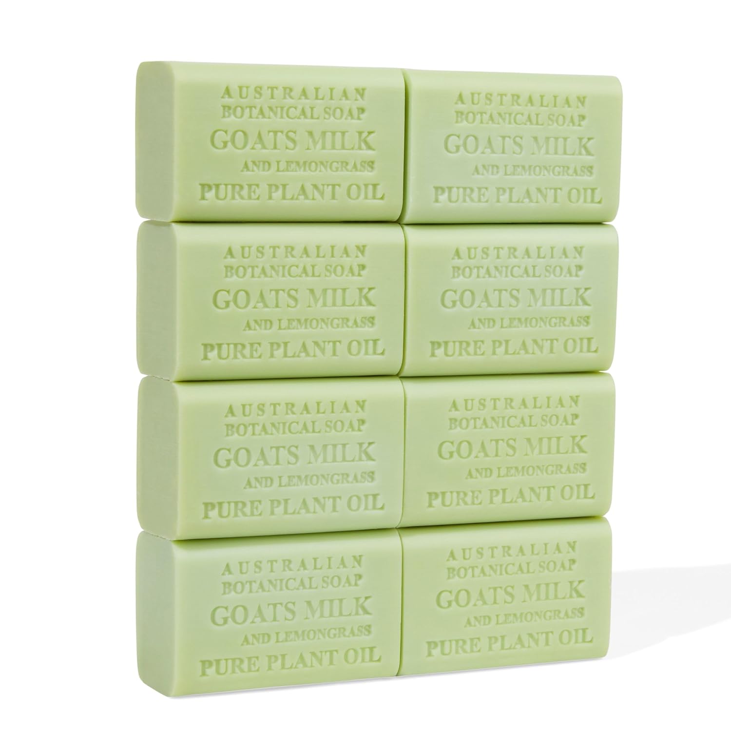 Australian Botanical Soap, Goat Milk Soap and Lemongrass, 6.6 oz. Bars, Triple Milled Body Cleanser, Made in Australia with African Shea Butter and Native Goat Milk, All Skin Types, Pack of 8