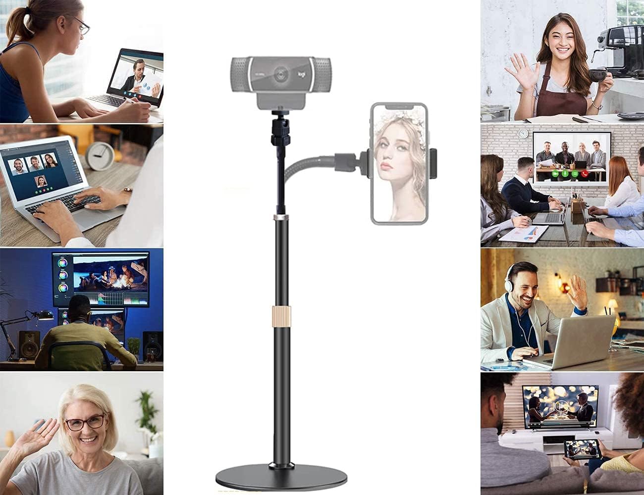 Support de téléphone pour webcam Logitech C922, C930e, C920S, C920 Type d'extension flexible en col de cygne