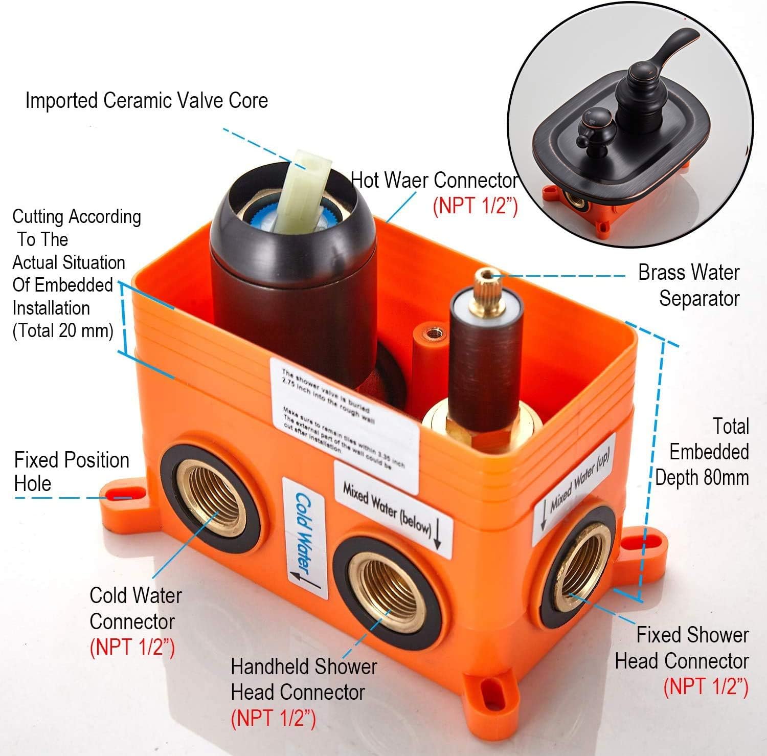 NEWRAIN Oil Rubbed Bronze Shower System,Ceiling Shower Faucet Set for Bathroom with High Pressure 8" Rain Shower head and Handheld Shower Head Set,Wall Mounted