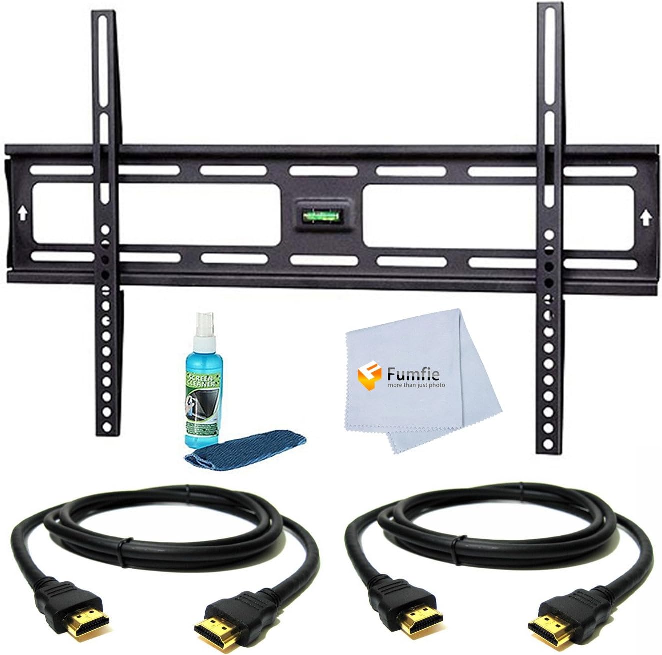 Ultra Slim Flat Wall Mount for Samsung 65" for (HG65NB890, HG65NC890, UN65D8000, UN65EH6000, UN65ES6500, UN65ES8000, UN65F6400, UN65F7050, UN65F8000, UN65H6300, UN65H6350, UN65H6400, UN65H7100, UN65H7150, UN65HU7200, UN65HU7250, UN65HU8700, UN65H8000, UN65H6203, UN65HU8550, UN65F9000, UN65F6300, UN65HU9000, UN65F7100, MD65C, UN65JU6500, UN65HU7200FXZA, UN65JU7100, UN65JS9000, UN65JS9500, UN65J6300, UN65JU6700, UN65JU7500) Tvs. Includes Tilt Wall Mount + 2 HDMI Cables + TV Cleaner Set + Microfiber Cleaning Cloth