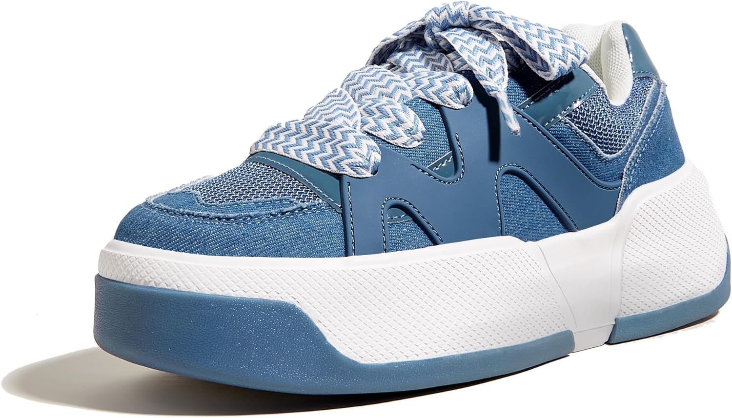 LUCKY STEP Women’s Platform Fashion Sneakers Lace up Casual Faux Leather Comfortable Thick Sole Tennis Walking Shoes