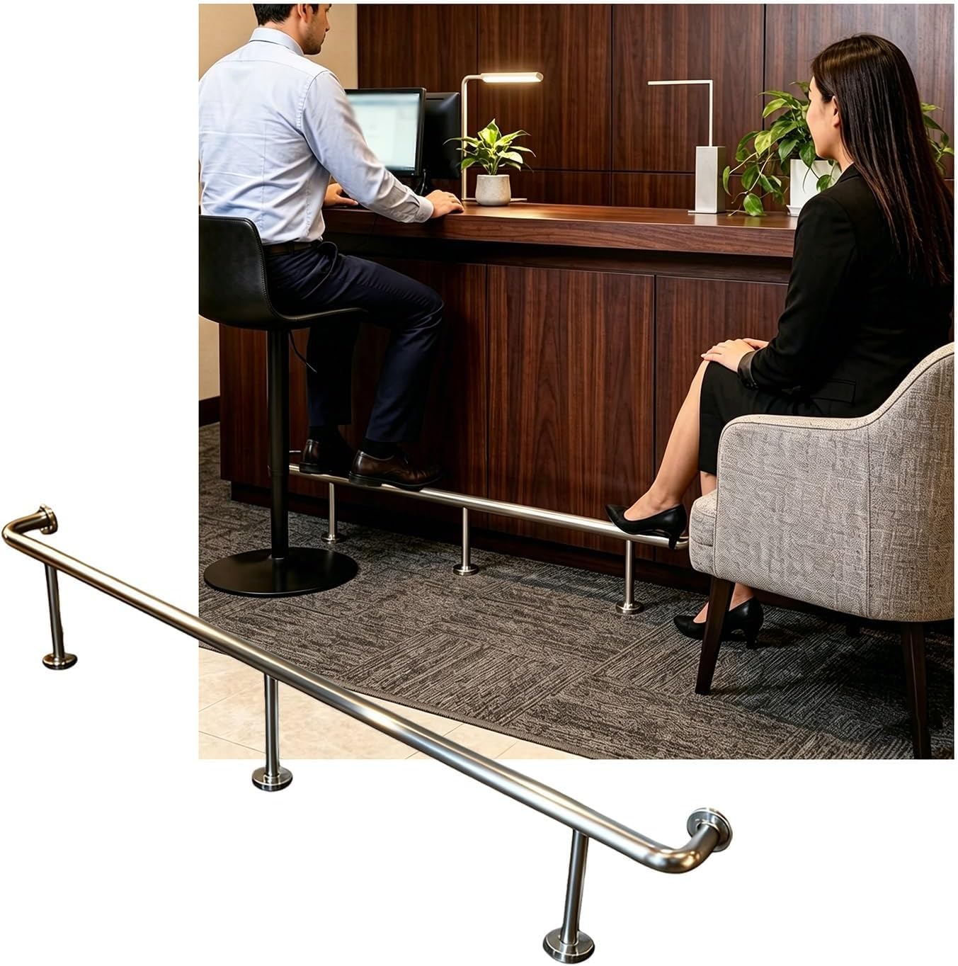 HGOuhK Bar Foot Rail Kit 3.28~16.4ft Bar Foot Rail, Wall Mounted Kit Indoor Bars Feet Rails for Restaurant Kitchen Library(Silver,3.5M/11.48FT)