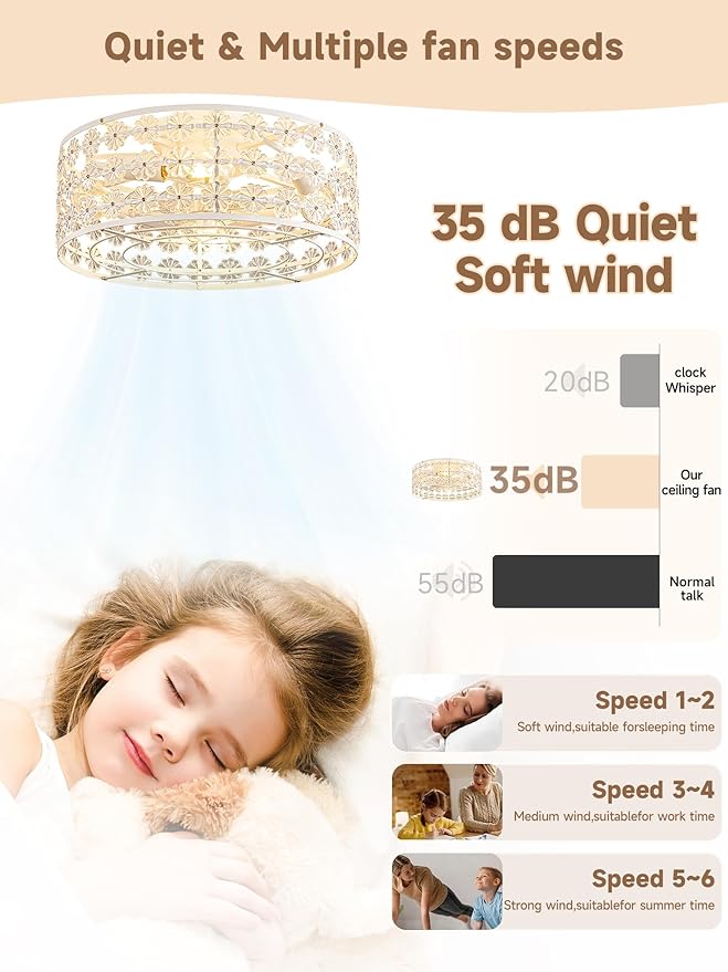 Ventilador de Techo con Luz y Control Remoto, 6 Velocidades, miniatura 3