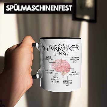 Trendation - Computer Scientist Brain Mug Gift Funny Saying Software Developer Nerd Gift Idea Programmer Coder IT Technician (Black)
