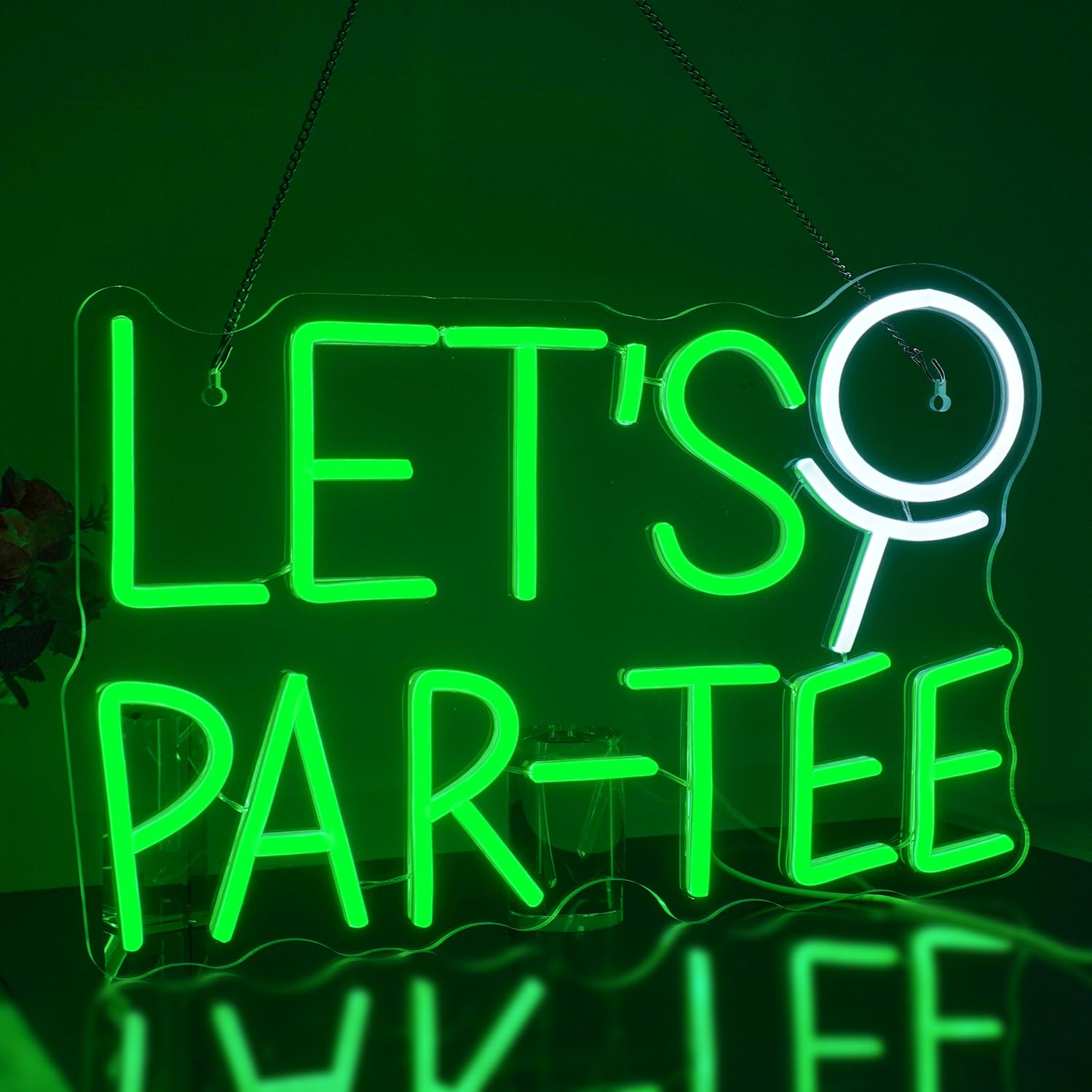Looklight Let's Par Tee Neon Sign Golf Neon Signs for Wall Decor Green  White LED Golf Ball Neon Light Dimmable Hanging Wall Sign Neon Light Signs