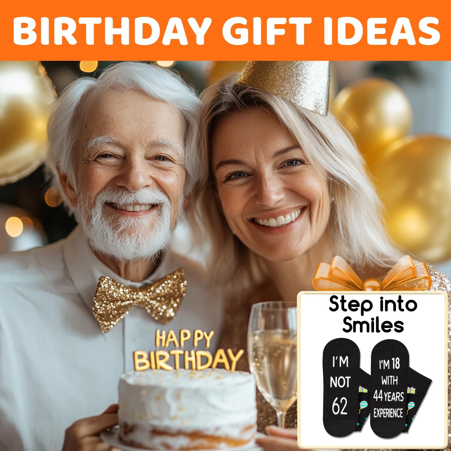HAPPYPOP 65TH 70TH Birthday Gifts - 61 62 63 64 65 66 67 68 69 70 Socks with Greeting Card - Image 6