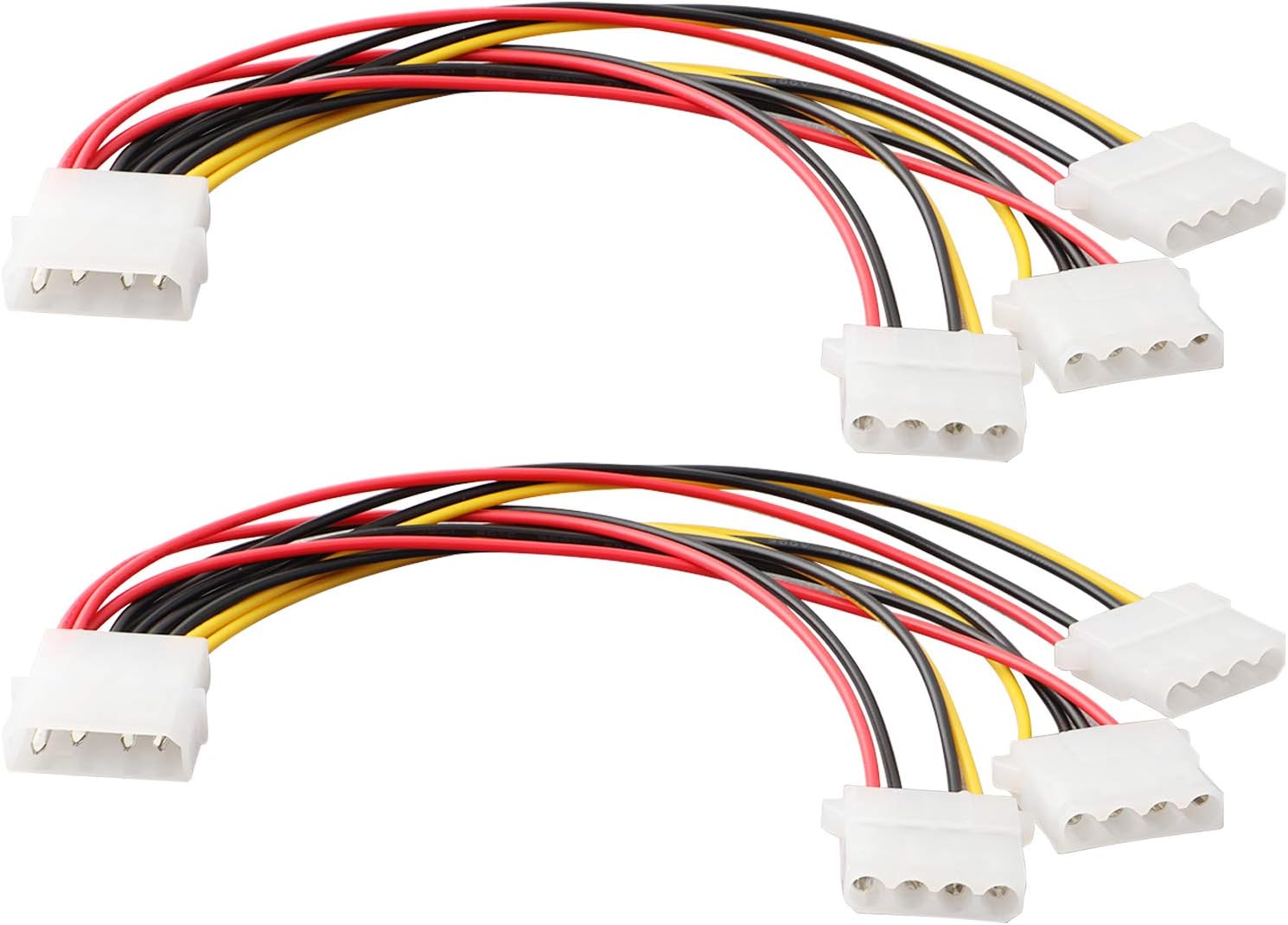 æ— å“ç‰ŒPower Y Splitter Cable Adapter, LP4 Molex Power Supply Y Splitter, 1 Male to 3 Female Molex Splitters x 2Pack