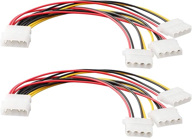 æ åçŒ ZSHYBER Power Y Splitter Cable Adapter, LP4 Molex Power Supply Y Splitter, 1 Male to 3 Female Molex Splitters x 2Pack