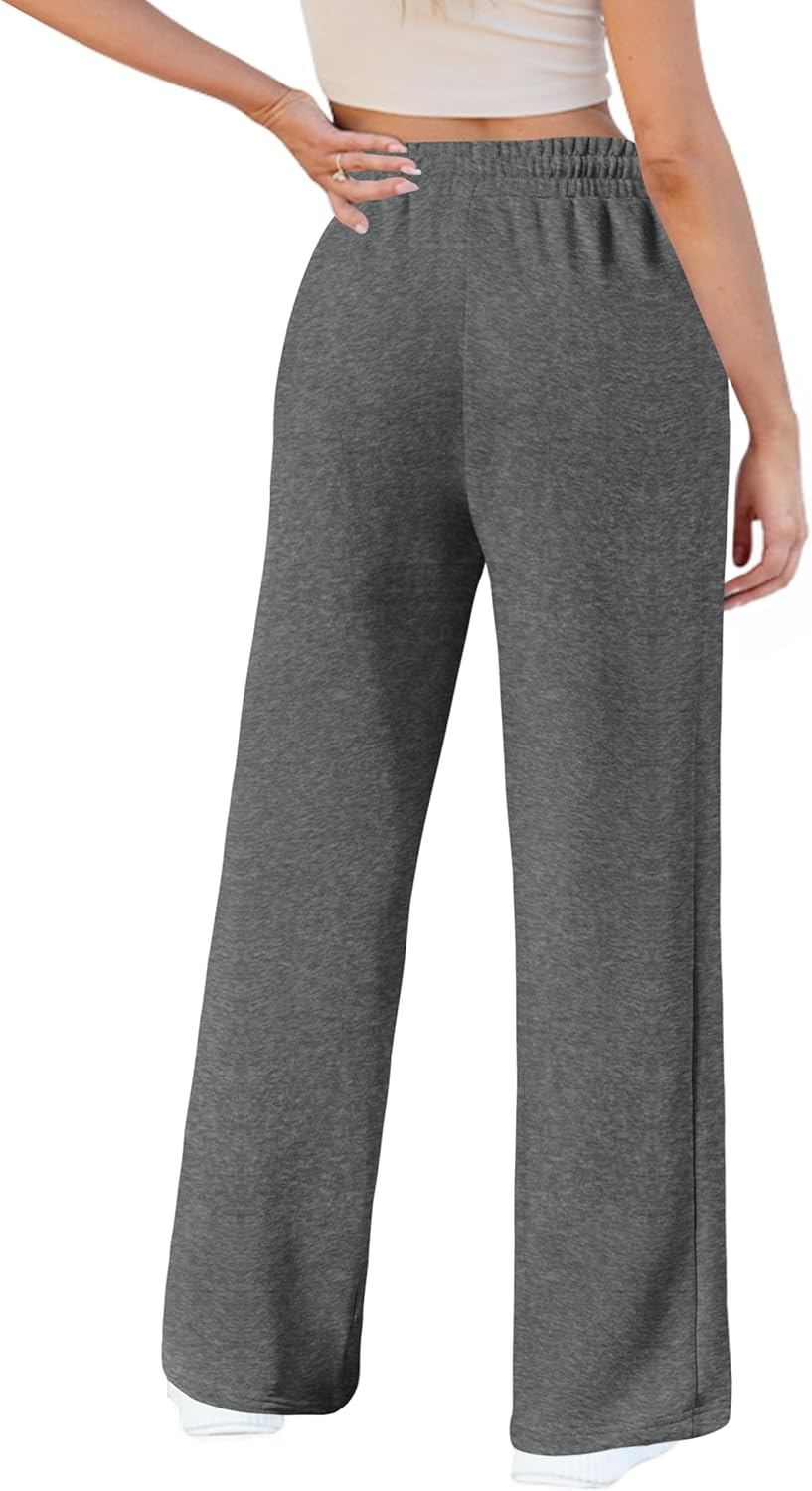 Womens Wide Leg Sweatpants Baggy Loose Comfy Pants Casual Lounge Sweatpants with Drawstring - Image 2