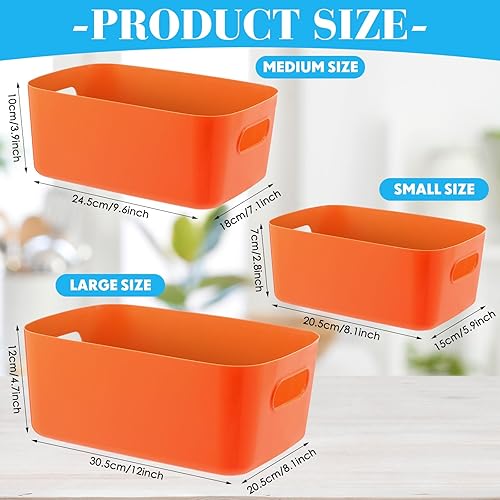 Miniatura 2 de 21 contenedores de almacenamiento de plástico coloridos con asas, cesta de almacenamiento de 3 tamaños, contenedores de almacenamiento pequeños,