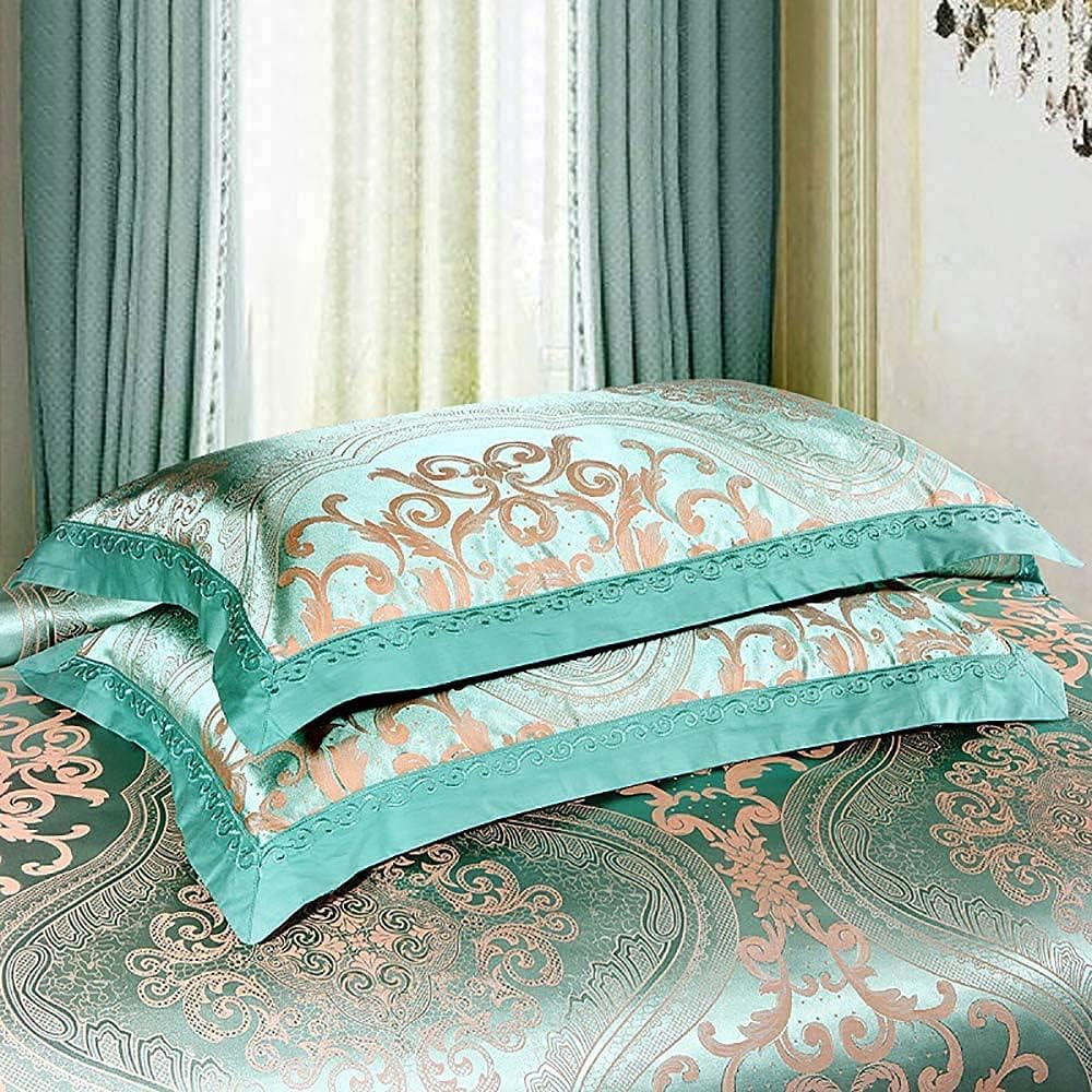 King Size Silk Duvet Covers Set King Size 100% Cotton Double Duvet Covers Set Silk Embroidery Queen Size Sheet Set (B Full) image 4