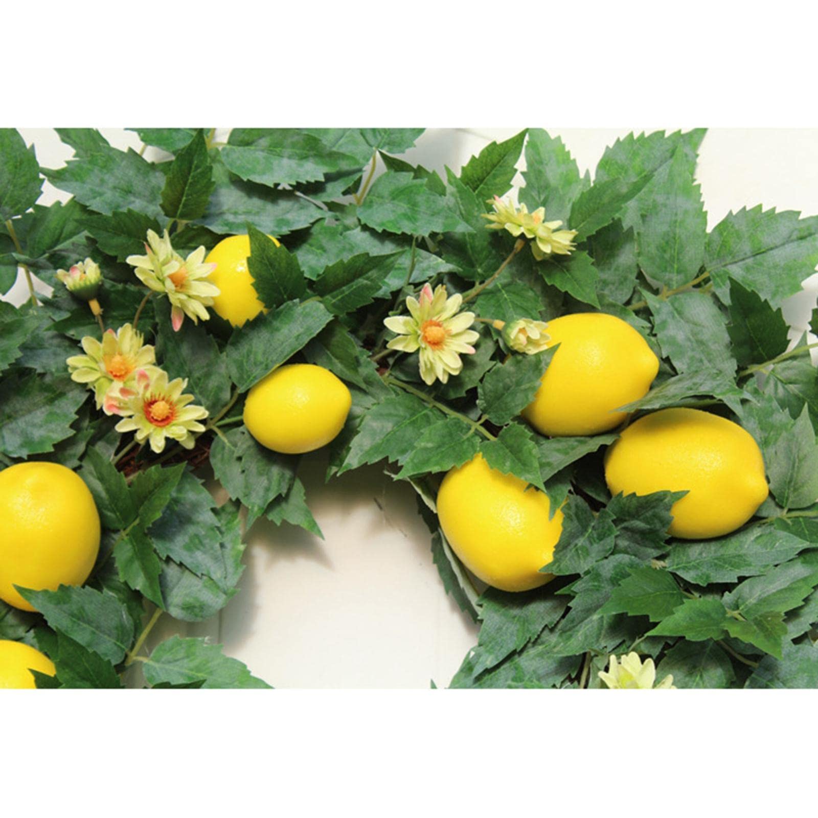 rockible Türkranz Künstlicher Zitronenblumenkranz Blumenkranz Hochzeitsdeko Handarbeit mit Widerstandsfähigen Stoffblättern Und Festlichen Blüten für Büro
