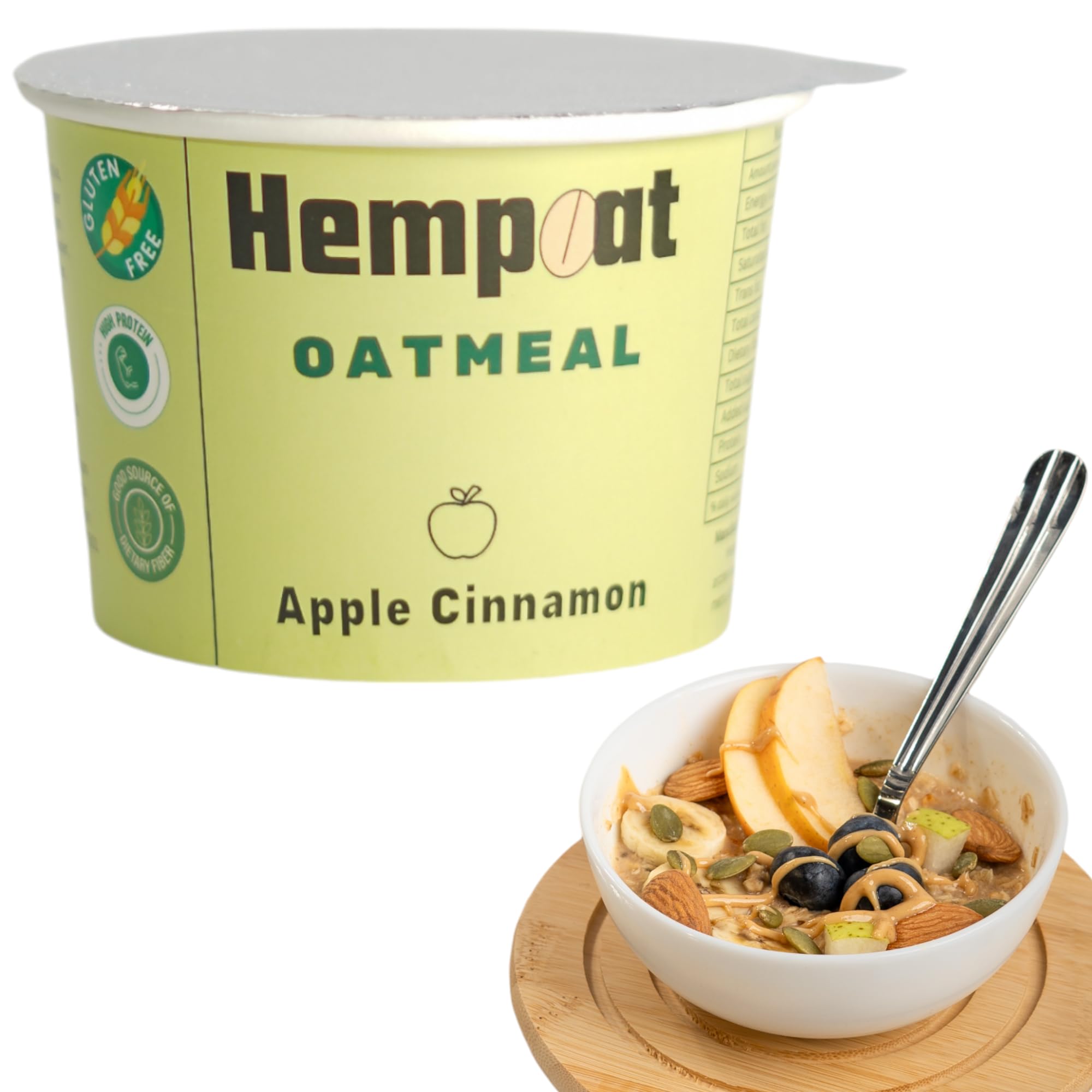 Hempoat- Gluten Free Apple Cinnamon Oatmeal cups - With Super Seeds and Real Frruits - No Artificial Colors, Flavors, or Preservatives - High Protein Instant Oatmeal (B0DJ9QXPMB) Amazon Price History, Amazon Price Tracker