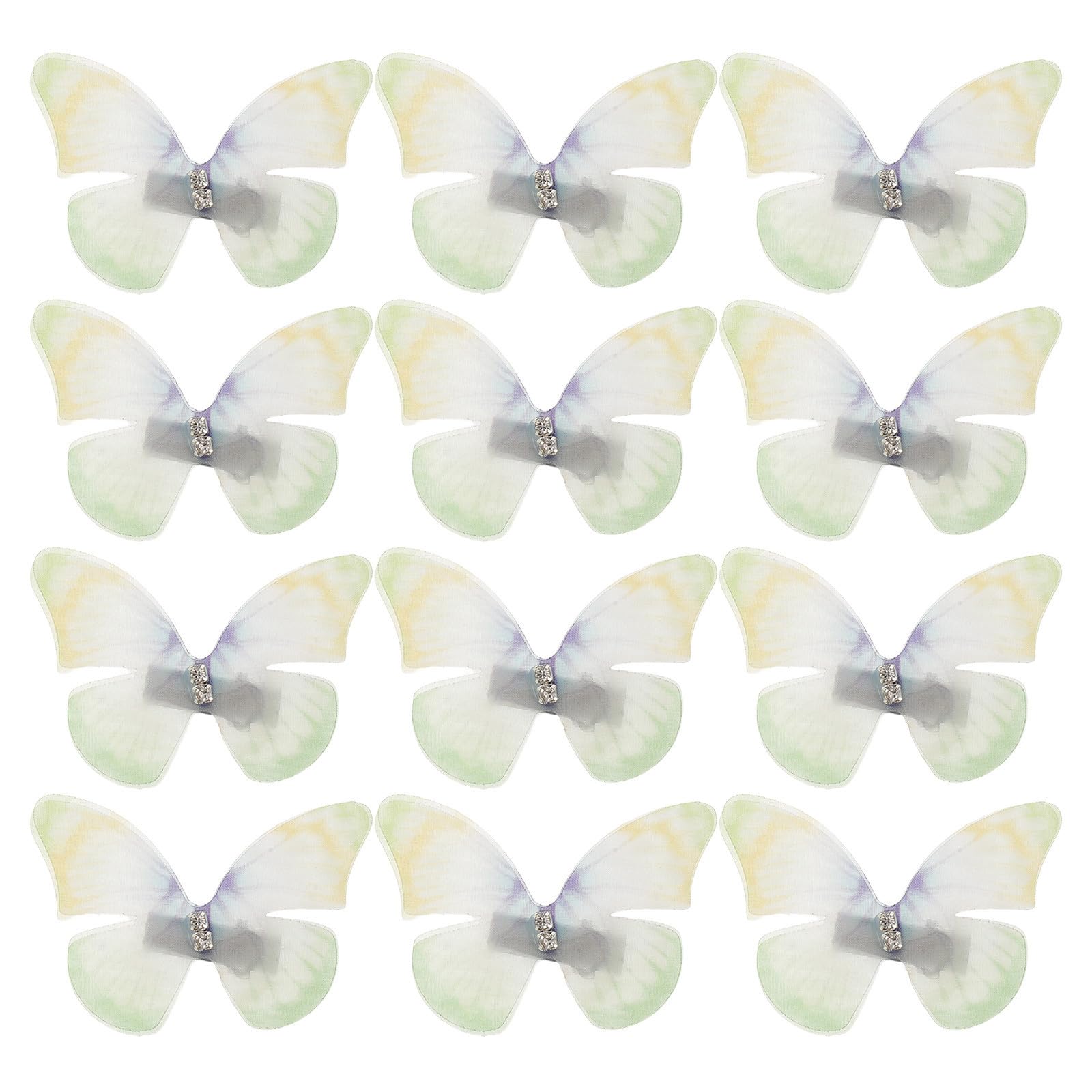 Healvian 250 Unidades Pinzas Pelo Forma de Doble Capa de Chiffon 3d, Color Verde Claro, Ligero y Cómodo Tecnología de Sujeción Segura para Niñas en Bodas y Halloween