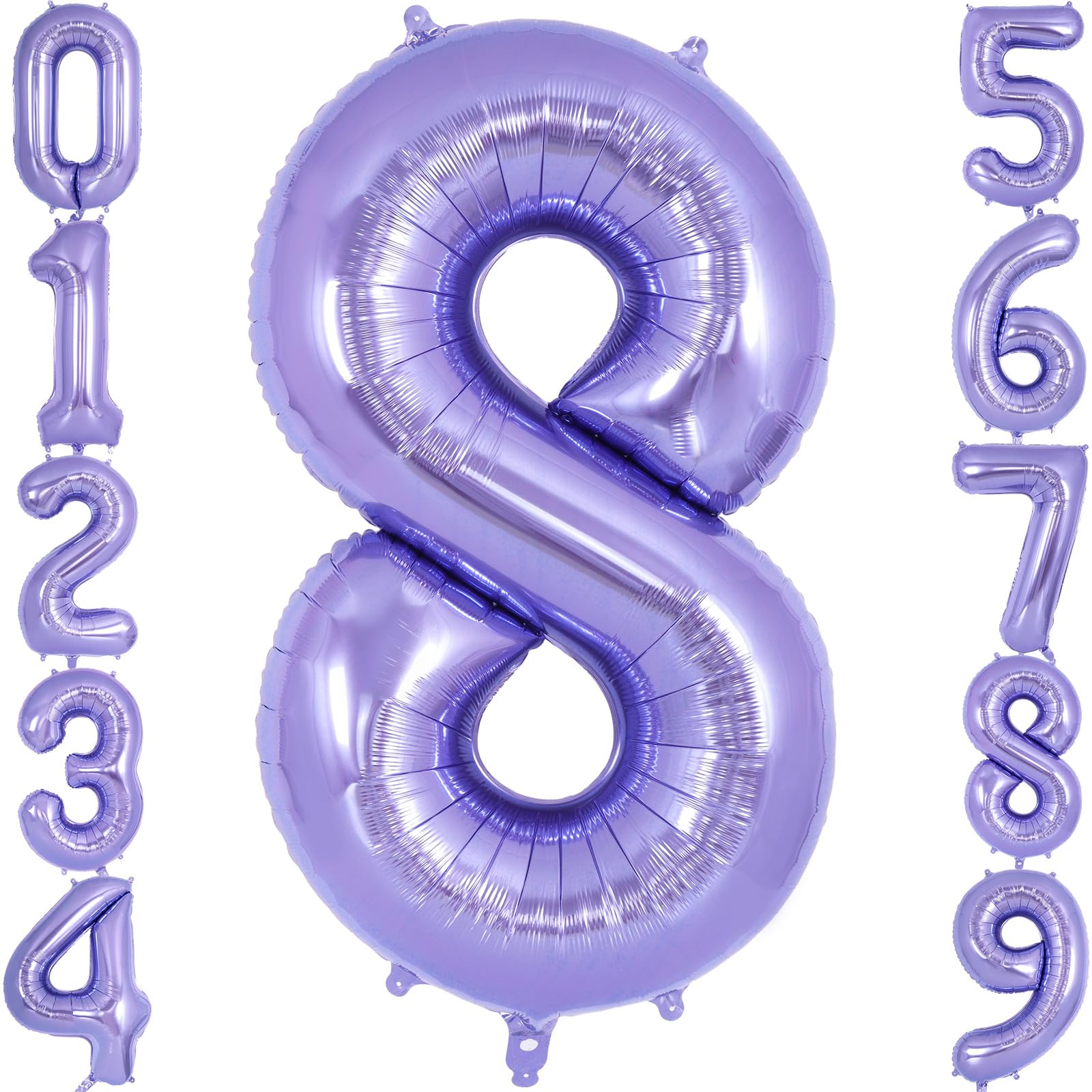 Purple Number 8 Balloon 40 Inch, Big Large Foil Helium Number Balloons, Giant Mylar Number 8 Balloons for 8 Year Old Birthday Anniversary Party