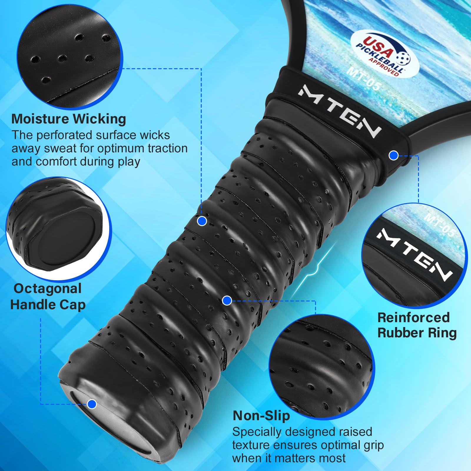 Pickleball Paddles, Pickleball Paddles Set of 2, USAPA Approved Fiberglass Surface Pickle Ball Set, 2 Paddle, 4 Balls, 1 Portable Carry Bag, Pickle Ball Paddle Set ​for Men Women