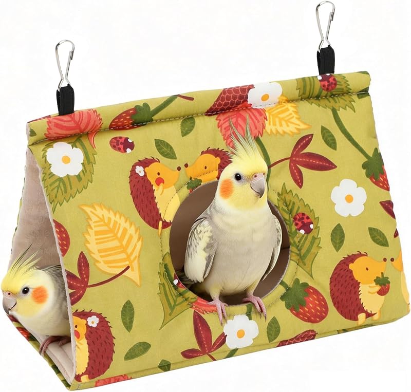 Ninho tipo rede de algodão para gaiola de aves Rypet, amarelo mostarda, tamanho M