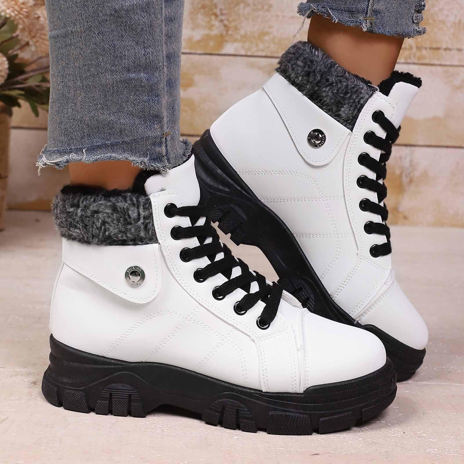 Bottes Femme Boots Fourrées Chaussure Ski Femme 40 Polaire Botas Durable Bottes Neige Hautes Baskets Fourrées Bottines Neige Mi Mollet Chaussures Hiver Bottine Chaude Caoutchouc De Imperméable