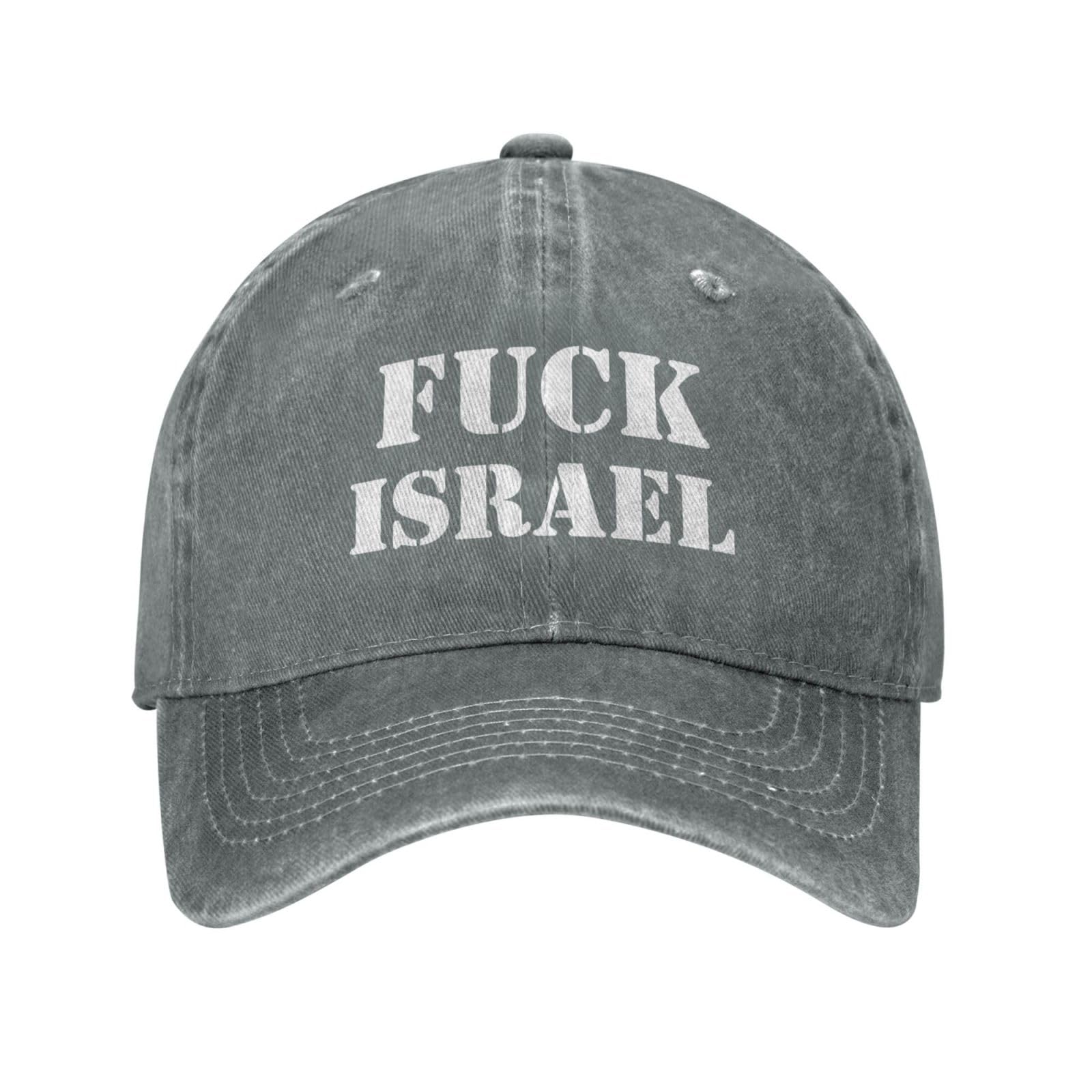 Melbrakin Fuck Israel Hat Free Palestine Hats Anti Israel Cap for Men Women Gray
